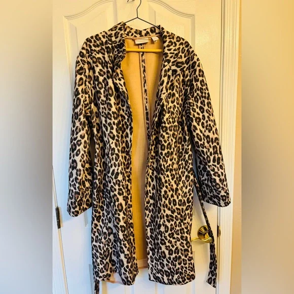 Chico’s Leopard Pattern Coat w/ Belt Women’s Size 2 Statement Bold RN #79984 - Picture 3 of 13